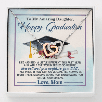 To My Amazing Daughter Happy Graduation Life Has Been A Little Different Interlocking Hearts Pendant Necklace - Interlocking Hearts Necklace
