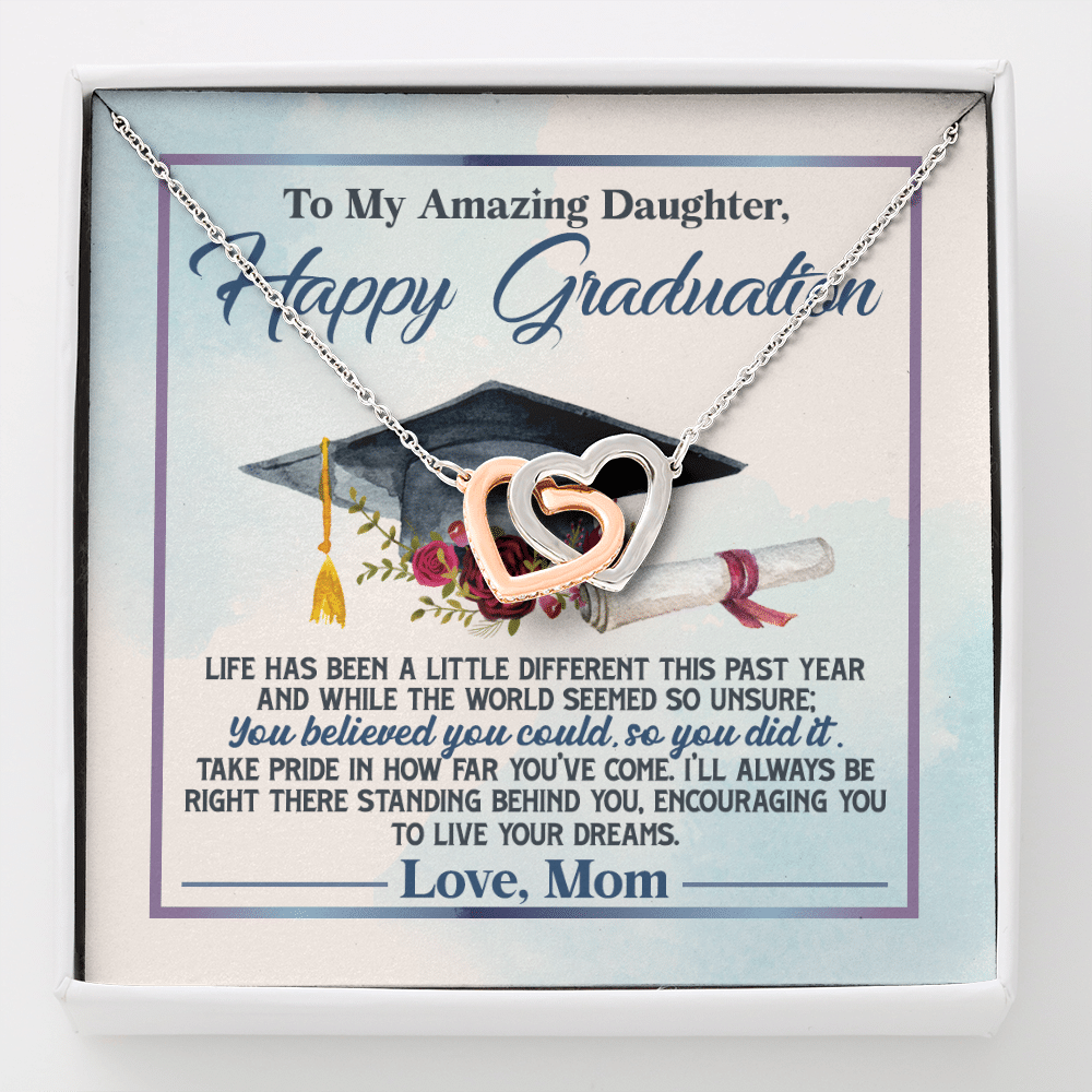 To My Amazing Daughter Happy Graduation Life Has Been A Little Different Interlocking Hearts Pendant Necklace - Interlocking Hearts Necklace To My Amazing Daughter Happy Graduation Life Has Been A Little Different Interlocking Hearts Pendant Necklace - Interlocking Hearts Necklace