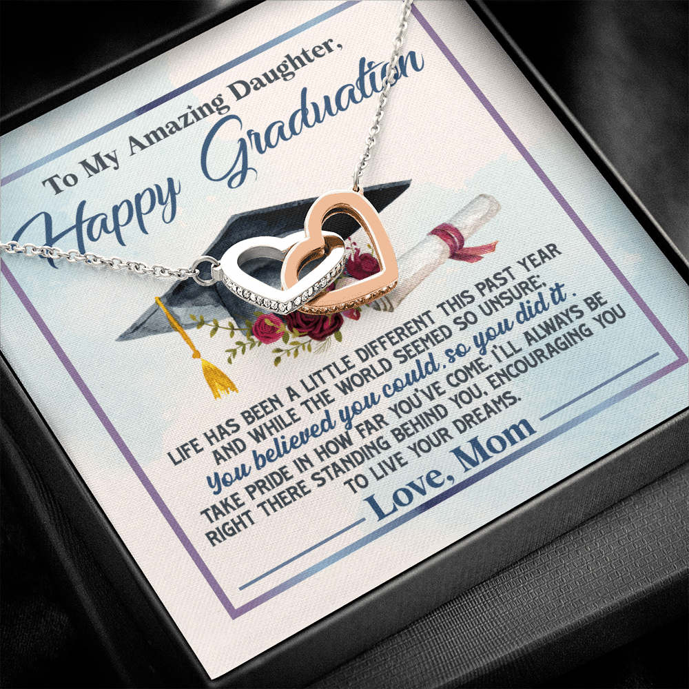 To My Amazing Daughter Happy Graduation Life Has Been A Little Different Interlocking Hearts Pendant Necklace To My Amazing Daughter Happy Graduation Life Has Been A Little Different Interlocking Hearts Pendant Necklace