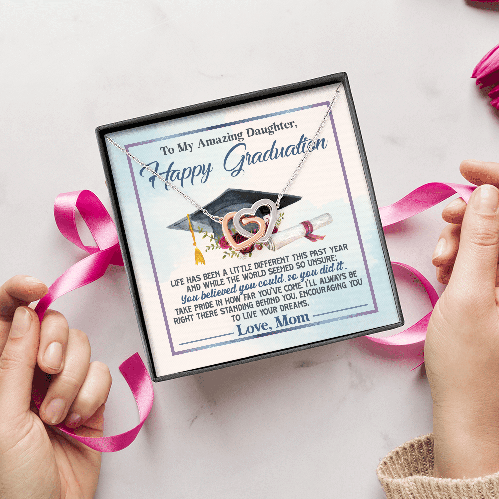 To My Amazing Daughter Happy Graduation Life Has Been A Little Different Interlocking Hearts Pendant Necklace To My Amazing Daughter Happy Graduation Life Has Been A Little Different Interlocking Hearts Pendant Necklace