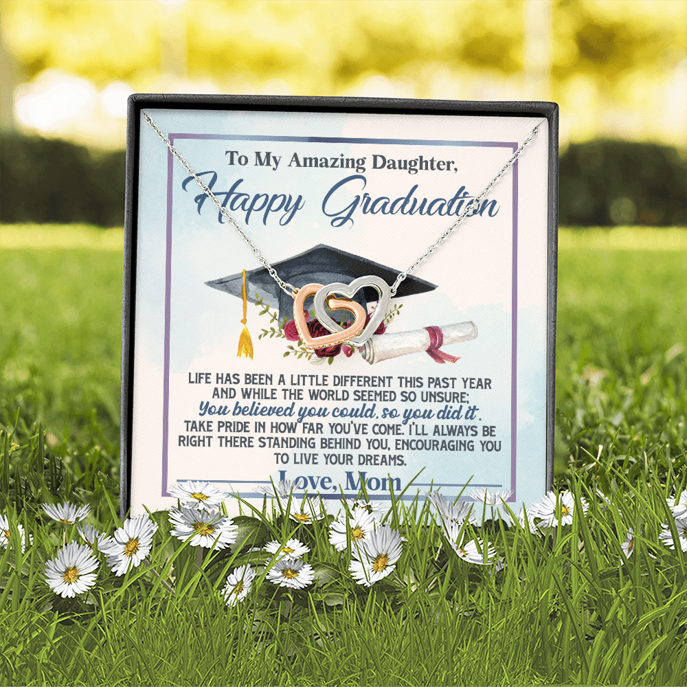 To My Amazing Daughter Happy Graduation Life Has Been A Little Different Interlocking Hearts Pendant Necklace To My Amazing Daughter Happy Graduation Life Has Been A Little Different Interlocking Hearts Pendant Necklace