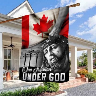 One Nation Under God Canada Flag Christian Jesus Outdoor Indoor Decorative Garden Flag - House Flag - Wall Flag