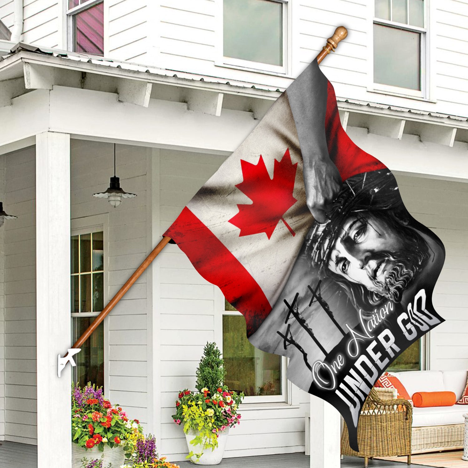 3O. Under God (30x40) House Flag Mockup 7