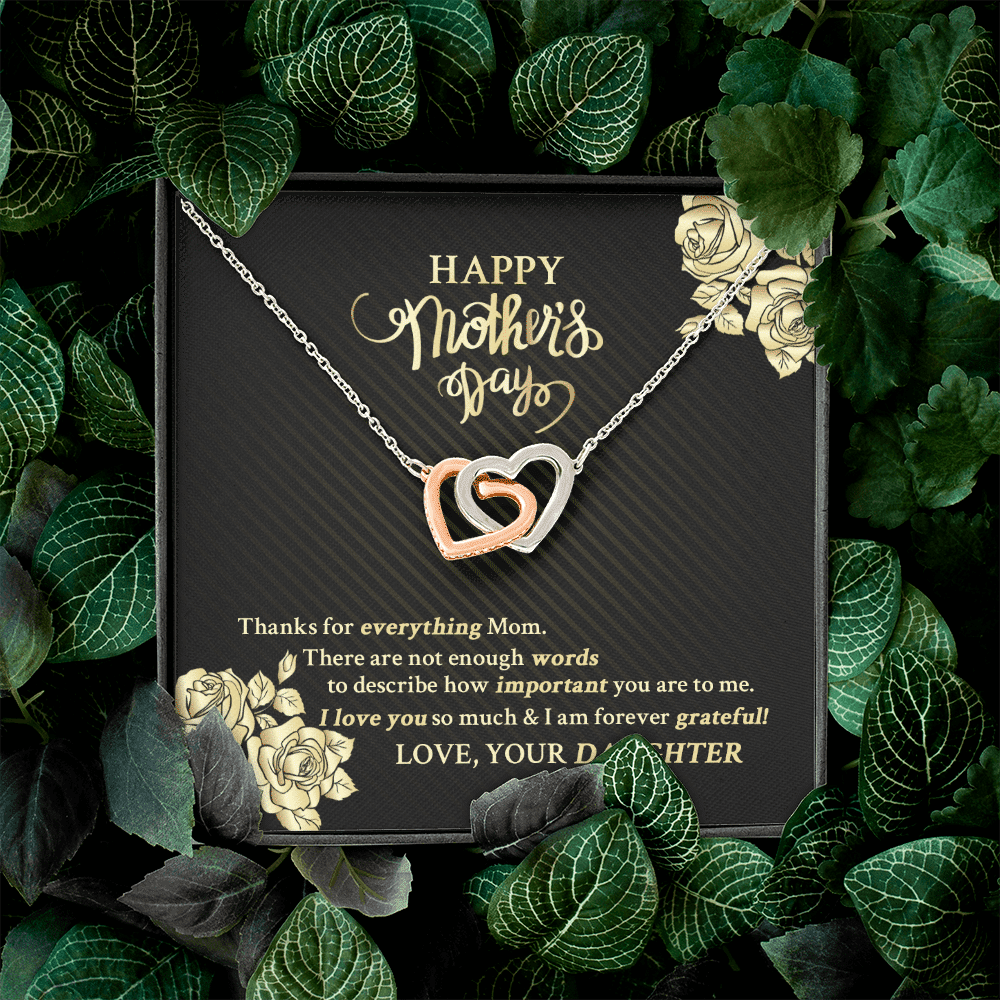 Happy Mother's Day Thanks For Everything Mom There Are Not Enough Words Interlocking Hearts Pendant Necklace