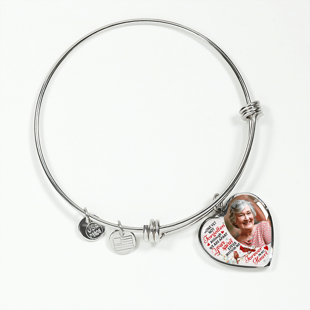 Custom Photo Gone Yet Not Forgotten Although We Are Apart Your Spirit Lives Within Me Memorial Heart Pendant Necklace