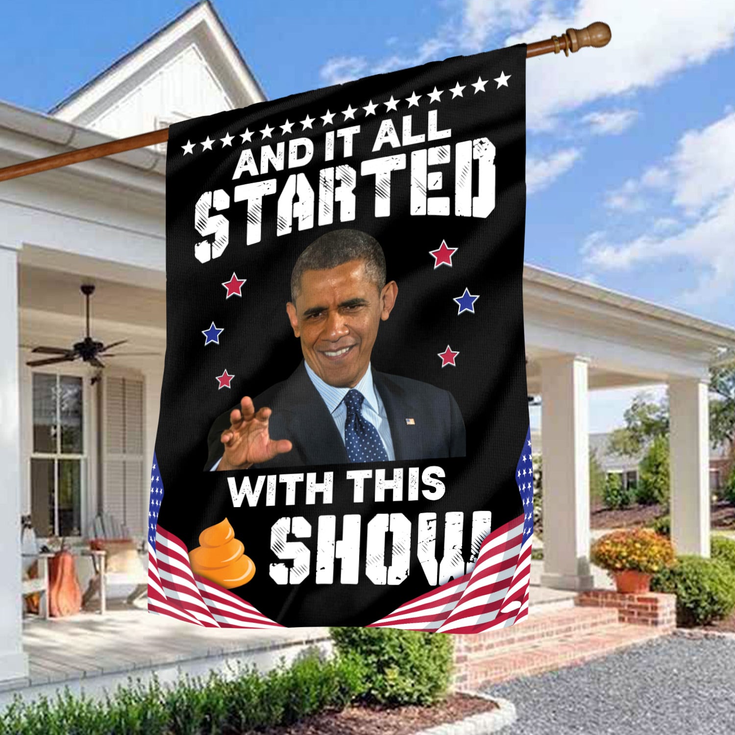 2O. Shit Show (30x40) House Flag Mockup 3