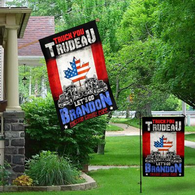 Alternative view of Truck You Trudeau Let's Go Brandon Freedom Convoy 2022 Outdoor House Flag - Home Garden Flag
