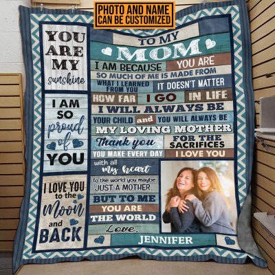 Custom Photo To My Mom Picture Fleece Blanket - Mink Sherpa Blanket - Personalized Mom Blanket With Names