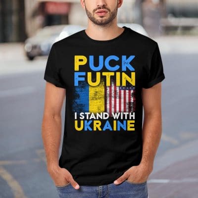 Alternative view of Puck Futin I Stand With Ukraine Anti Putin T-Shirt