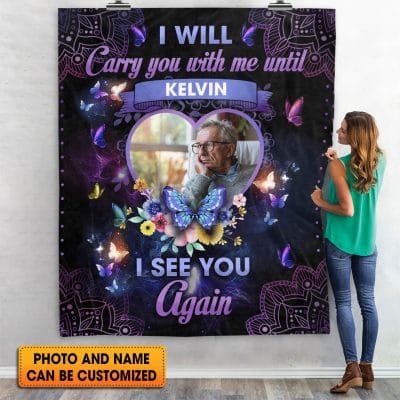 Alternative view of I Will Carry You With Me Until I See You Again Personalized Throw Blanket - Custom Premium Sherpa Blanket