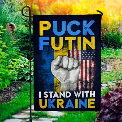 Puck Futin I Stand With Ukraine Anti Putin Outdoor Indoor Decorative Garden Flag - House Flag - Wall Flag