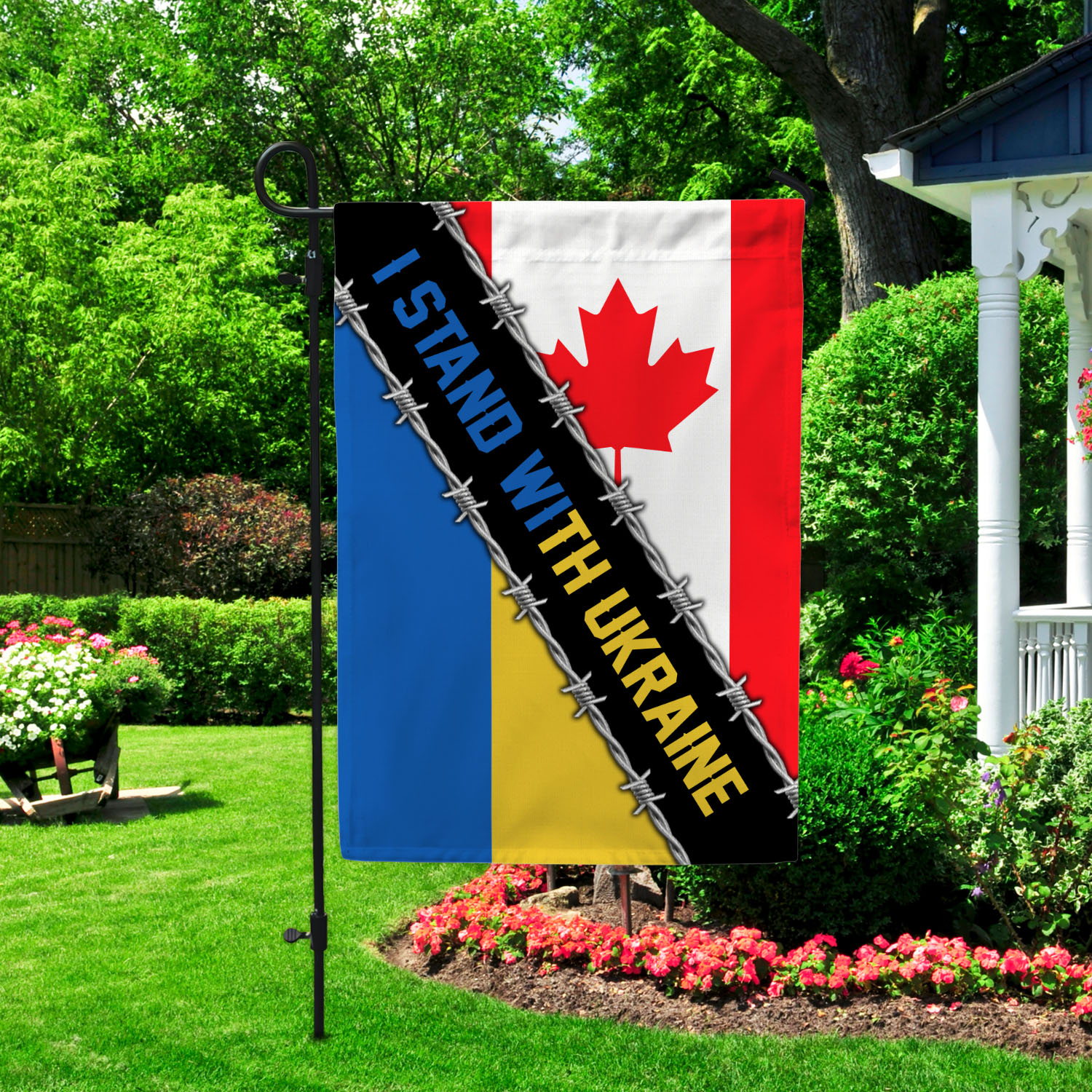 5VT. Canada I Stand With Ukraine Garden Flag Mockup 2