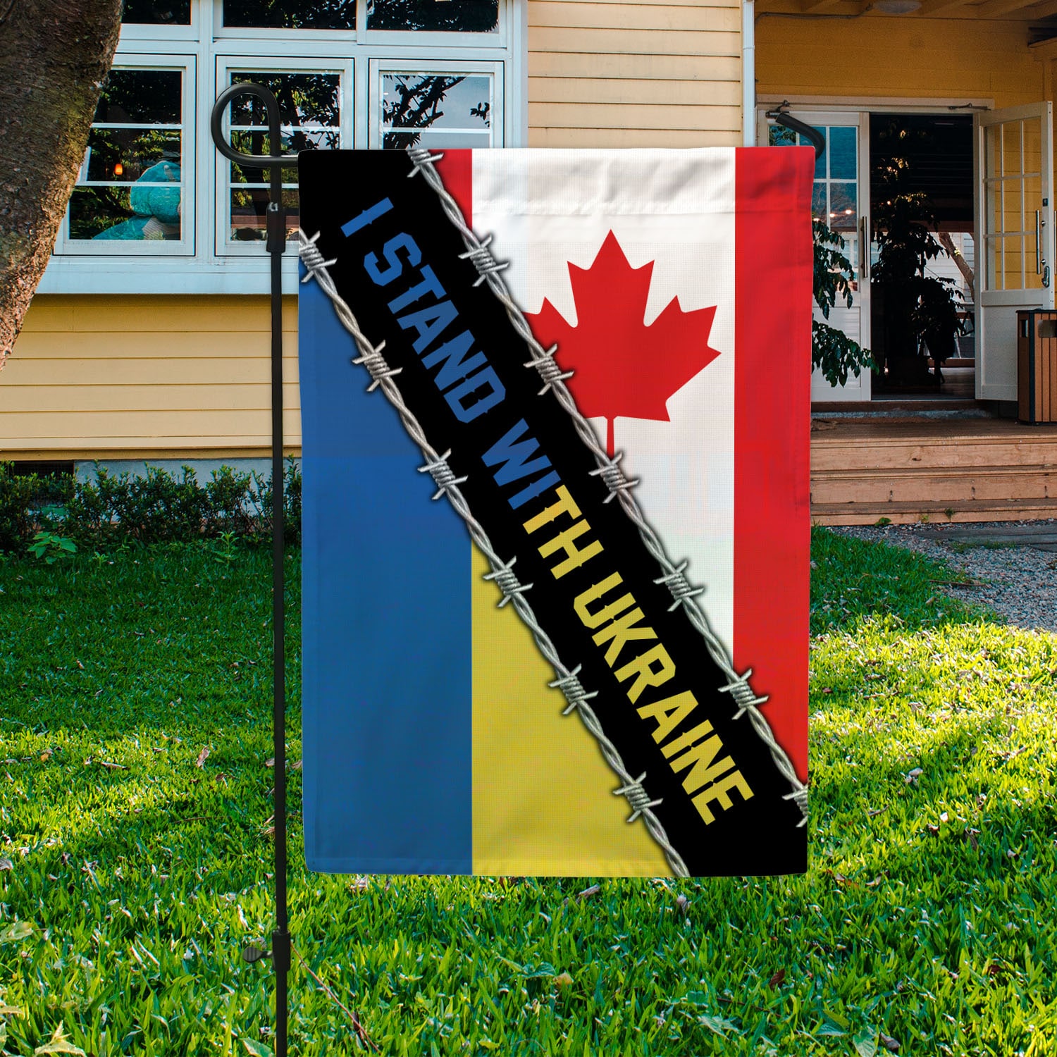 5VT. Canada I Stand With Ukraine Garden Flag Mockup 3