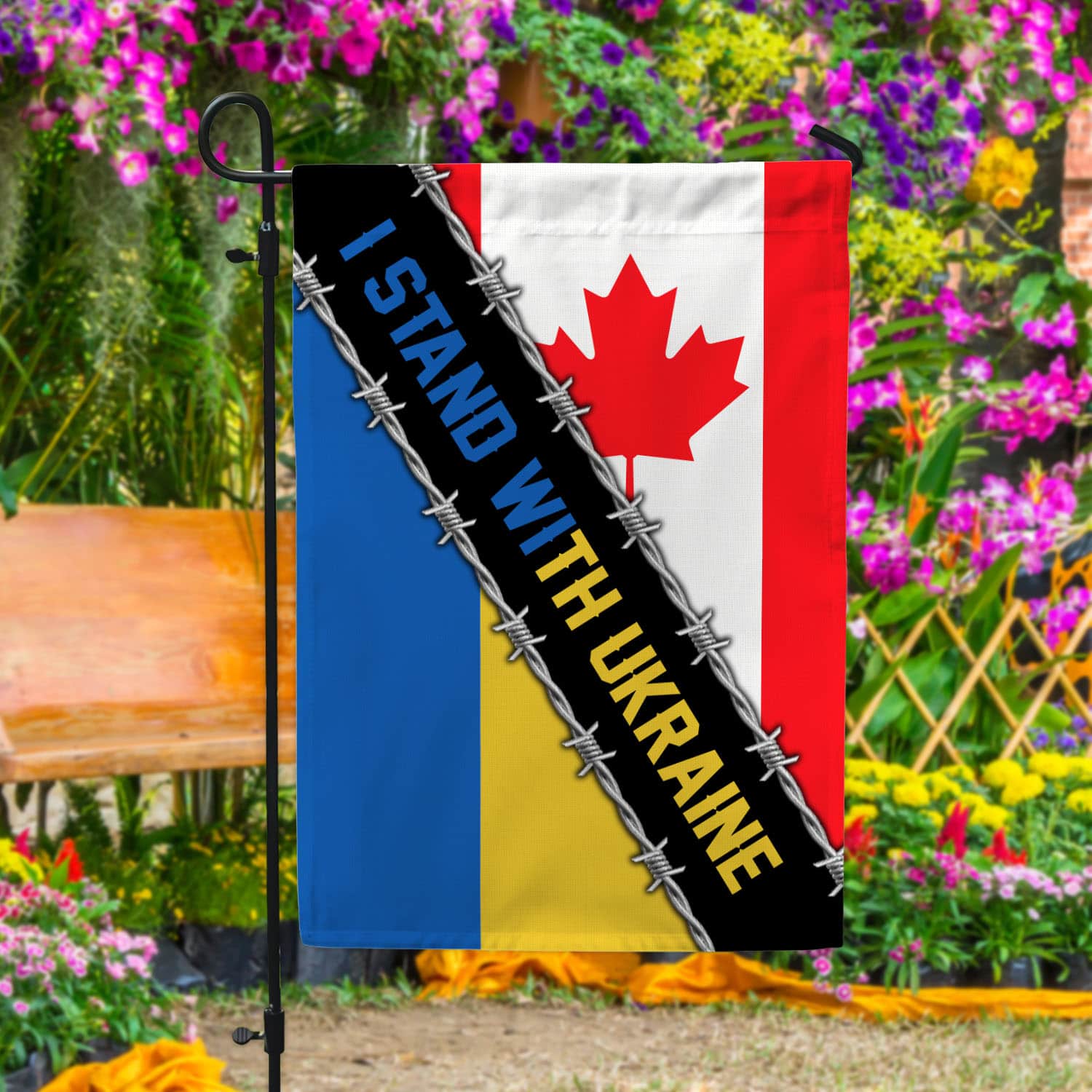 5VT. Canada I Stand With Ukraine Garden Flag Mockup 4