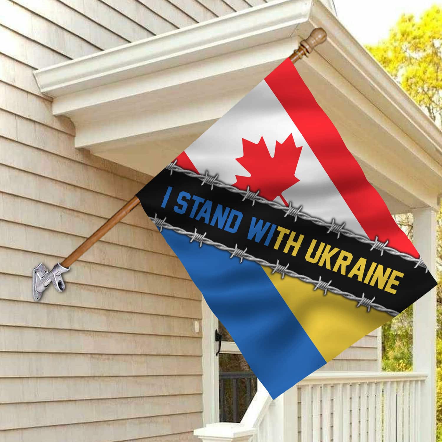 5VT. Canada I Stand With Ukraine House Flag Mockup 2