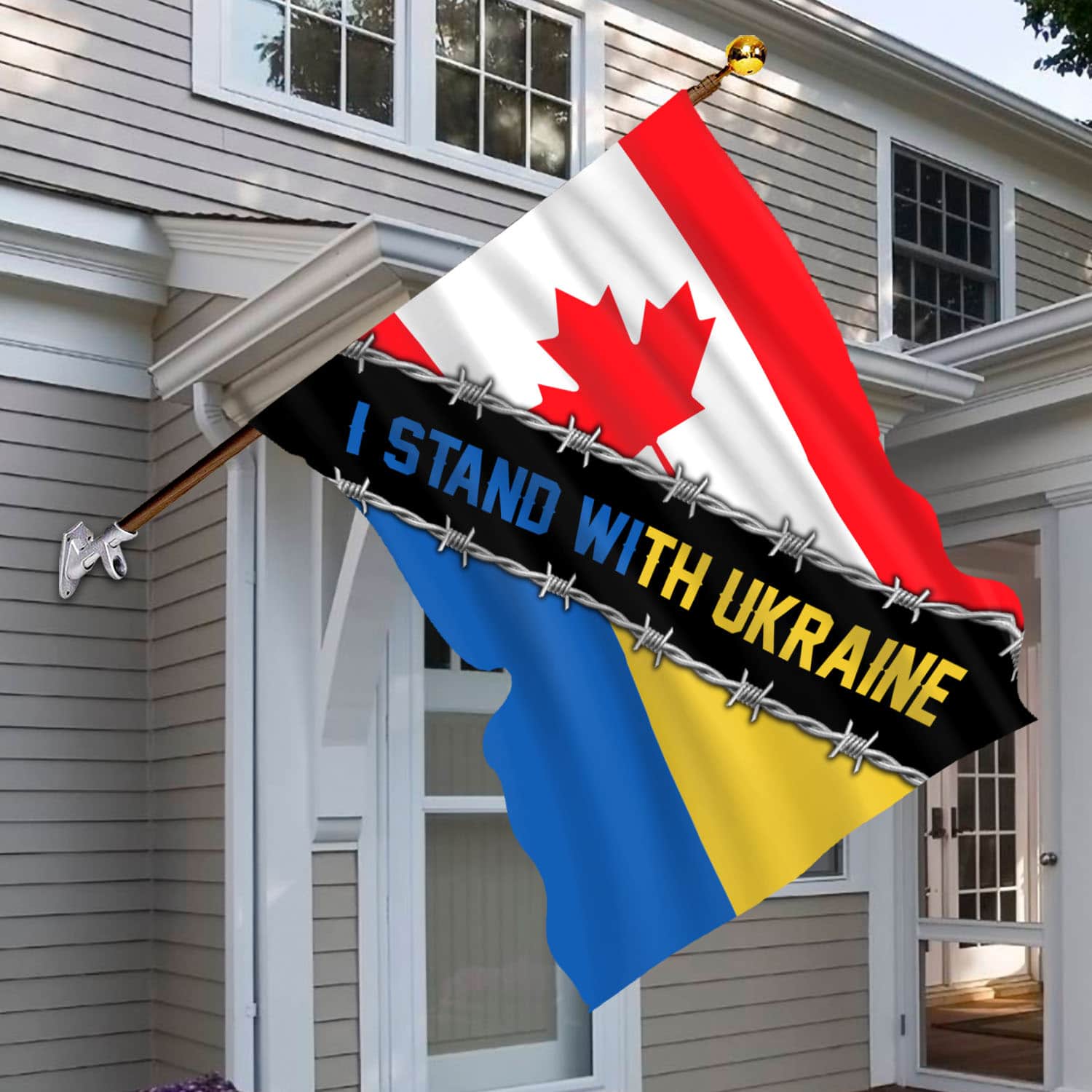 5VT. Canada I Stand With Ukraine House Flag Mockup 6