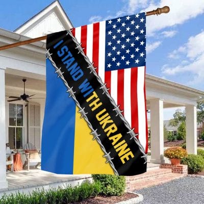 I Stand With Ukraine American Outdoor House Flag - No War In Ukraine Home Garden Flag
