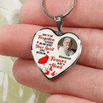 Custom Photo Gone Yet Not Forgotten Cardinal Memorial Heart Pendant Necklace - Bangle - Personalized Memorial Gifts