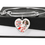 Custom Photo Gone Yet Not Forgotten Cardinal Memorial Heart Pendant Necklace - Bangle - Personalized Memorial Gifts