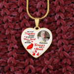 Custom Photo Gone Yet Not Forgotten Cardinal Memorial Heart Pendant Necklace - Bangle - Personalized Memorial Gifts