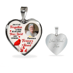 Custom Photo Gone Yet Not Forgotten Cardinal Memorial Heart Pendant Necklace - Bangle - Personalized Memorial Gifts