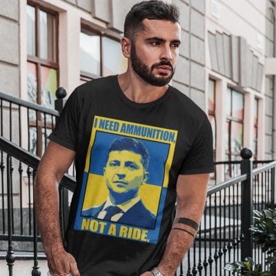 Alternative view of Volodymyr Zenlensky I Need Ammunition Not A Ride T-shirt - V-neck - Ukraine President Shirt
