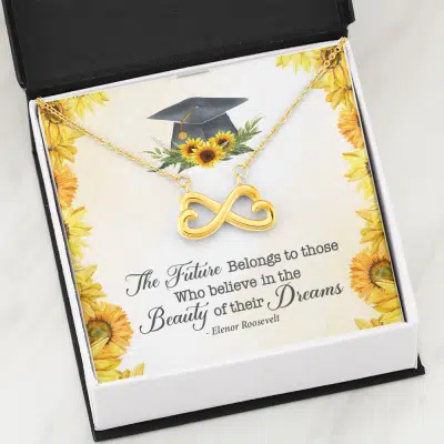 The Future Belongs To Those Who Believe Senior Graduation Infinity Heart Necklace