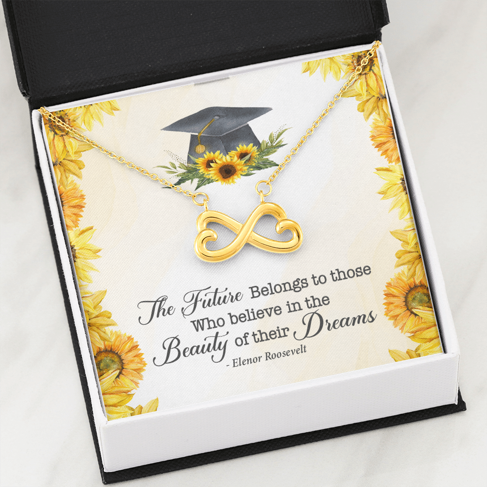 The Future Belongs To Those Who Believe Senior Graduation Infinity Heart Necklace