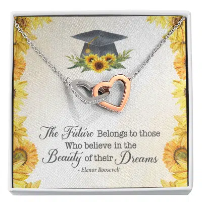 The Future Belongs To Those Who Believe Senior Graduation Interlocking Heart Necklace - Interlocking Hearts Necklace