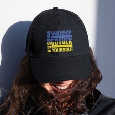 Russian Warship Go Fuck Yourself Twill Cap - I Stand With Ukraine Snapback Hat