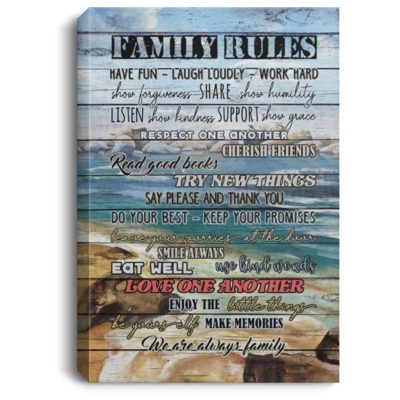 1. Family Rules, White, 0.75'' Framed Canvas