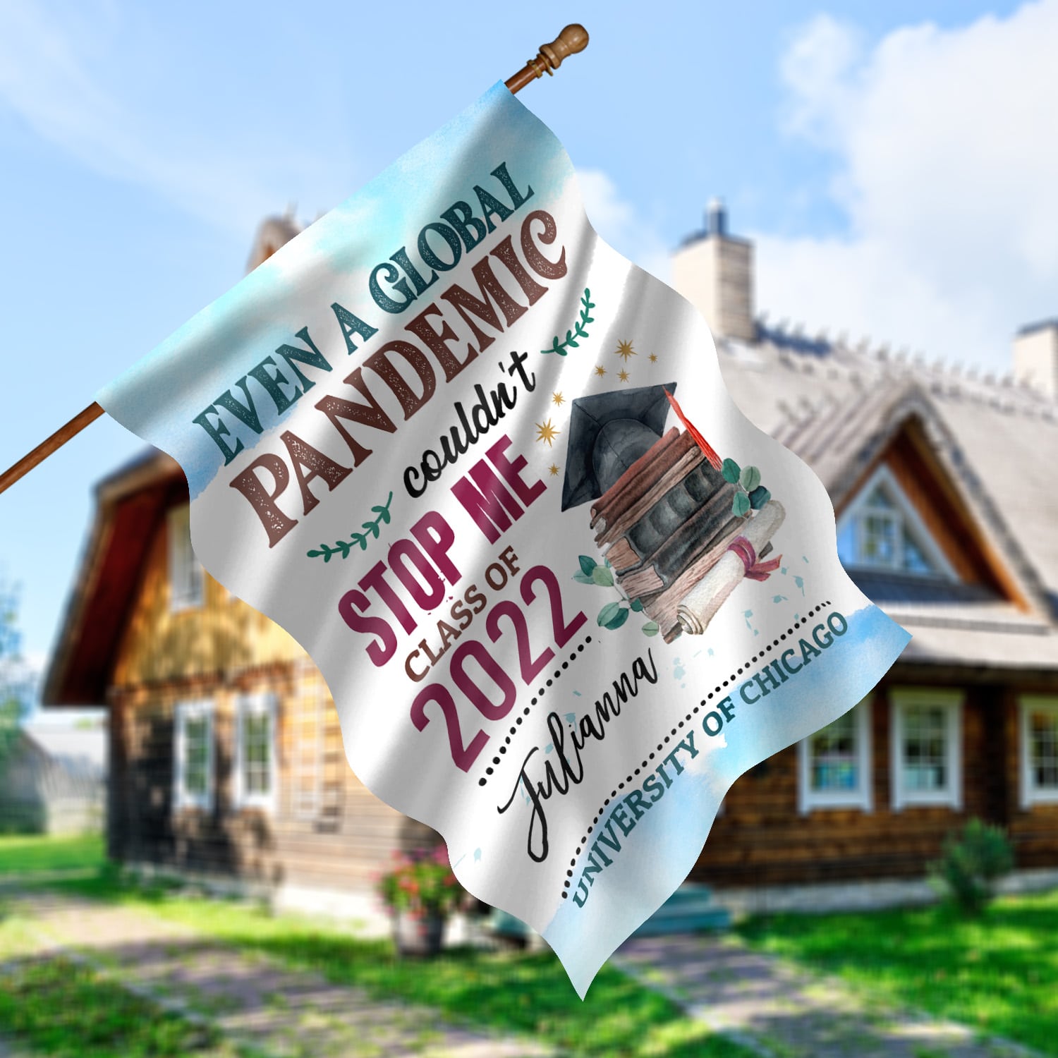 6. Pandemic Couldnot Stop Me (Sample Design 1) House Flag Mockup 5