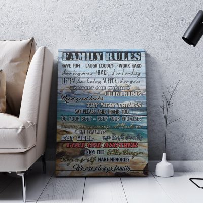 Alternative view of Family Rules Canvas Poster Have Fun Laugh Loudly Work Hard Always Family Framed Canvas - Unfarmed Poster
