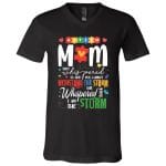 4Th. Autism Mom They Whispered (mom), Black, V-Neck T-Shirt