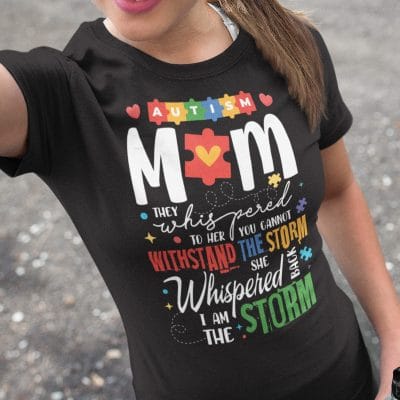 Alternative view of Autism Mom They Whispered To Her You Cannot Withstand The Storm T-Shirt - V-Neck Shirt