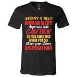 2VT. Grumpy And Tired Woman, Black, V-Neck T-Shirt