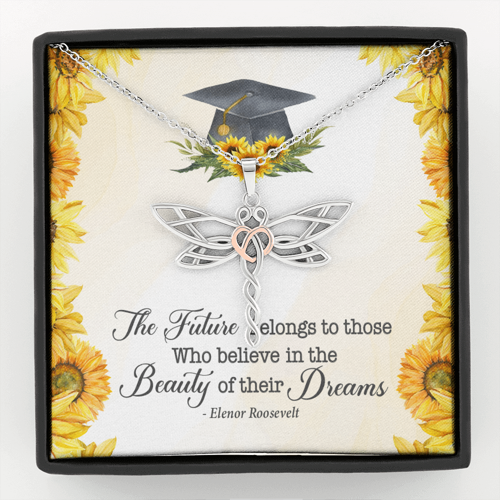 The Future Belongs To Those Who Believe Senior Graduation Dragonfly Necklace - Dragonfly Necklace