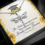 The Future Belongs To Those Who Believe Senior Graduation Dragonfly Necklace