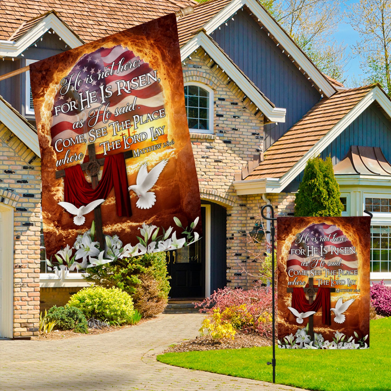 4VT. He Is Not Here Garden & House Mockup 3