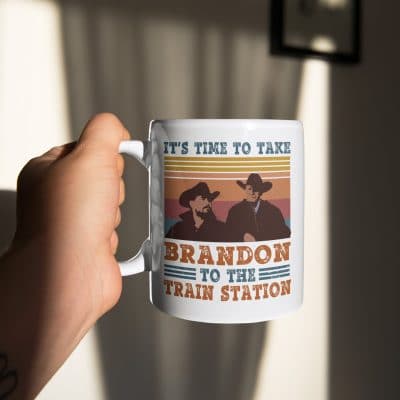 It's Time To Take Brandon To The Train Station Vintage Funny Ceramic Coffee Mug - Beer Stein - Water Bottle