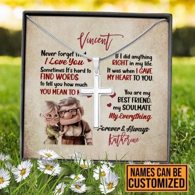 Personalized To My Husband Never Forget That I Love You Artisan Crafted Cross Necklace - Husband Gifts From Wife