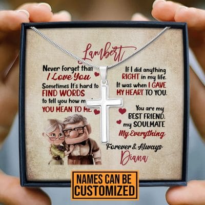 Alternative view of Personalized To My Husband Never Forget That I Love You Artisan Crafted Cross Necklace - Husband Gifts From Wife