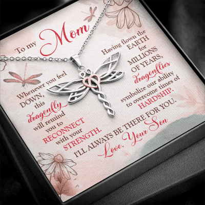 Son To My Mom Whenever You Feel Down This Dragonfly Will Remind You Dragonfly Necklace Mothers Day Gifts Necklaces