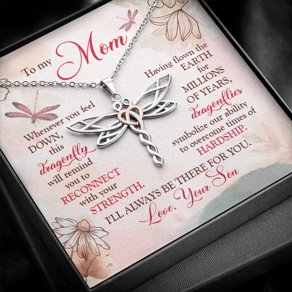 Son To My Mom Whenever You Feel Down This Dragonfly Will Remind You Dragonfly Necklace Mothers Day Gifts Necklaces
