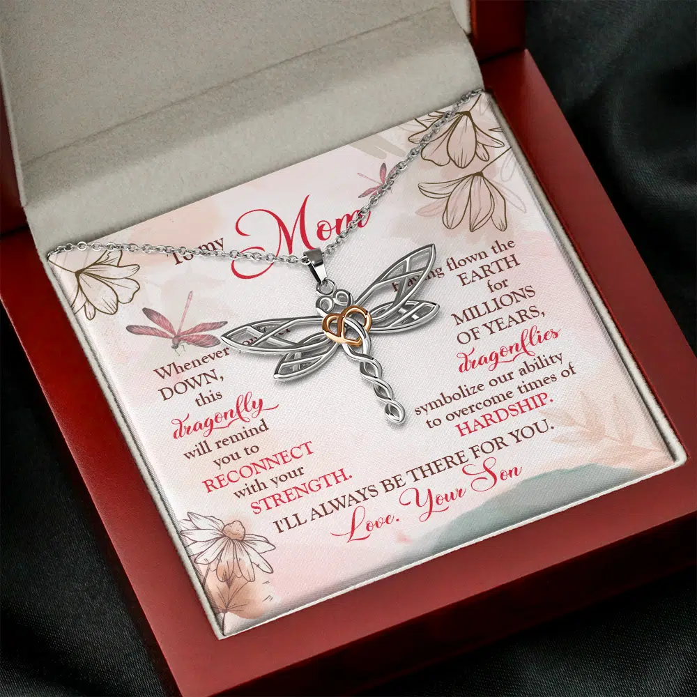 Son To My Mom Whenever You Feel Down This Dragonfly Will Remind You Dragonfly Necklace Mothers Day Gifts Necklaces