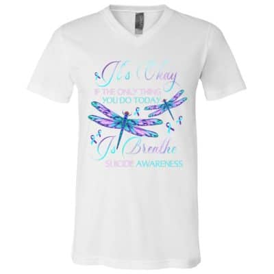 3VT. Suicide It's Okay If The Only Thing, White, V-Neck T-Shirt