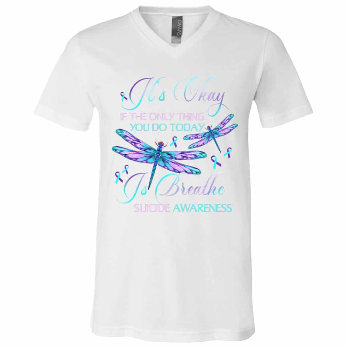 3VT. Suicide It's Okay If The Only Thing, White, V-Neck T-Shirt