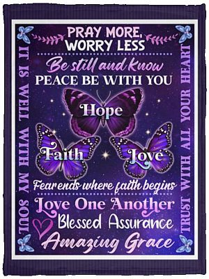 6. Faith Hope Love (9), White, Cozy Plush Fleece Blanket - 30x40