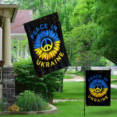 Alternative view of Peace In Ukraine Sunflower Flag Stand With Ukraine Anti War Outdoor Indoor Decorative Garden Flag - House Flag - Wall Flag