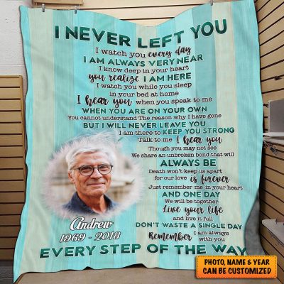 Custom Photo I Never Left You Memorial Fleece Blanket - Personalized Loving Memory Blanket With Picture